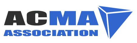 "Logo of ACMA Association with a blue origami-inspired icon"